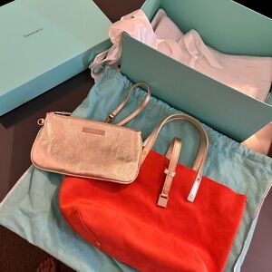 Tiffany & Co. Orange and Gold Reversible Tote Bag
